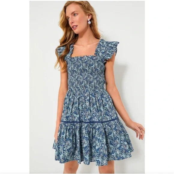 Tuckernuck Blue Floral Eleanor Smocked Sundress NWT - Picture 1 of 4